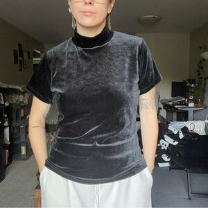 Black Velvet Turtleneck Top